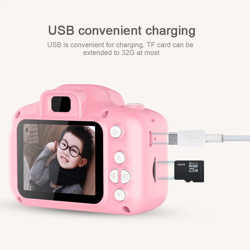 Детская Мини Милая цифровая камера 2,0 дюймов камера для фотосъемки 1080P Детские игрушки видео регистратор видеокамера Детская цифровая камера