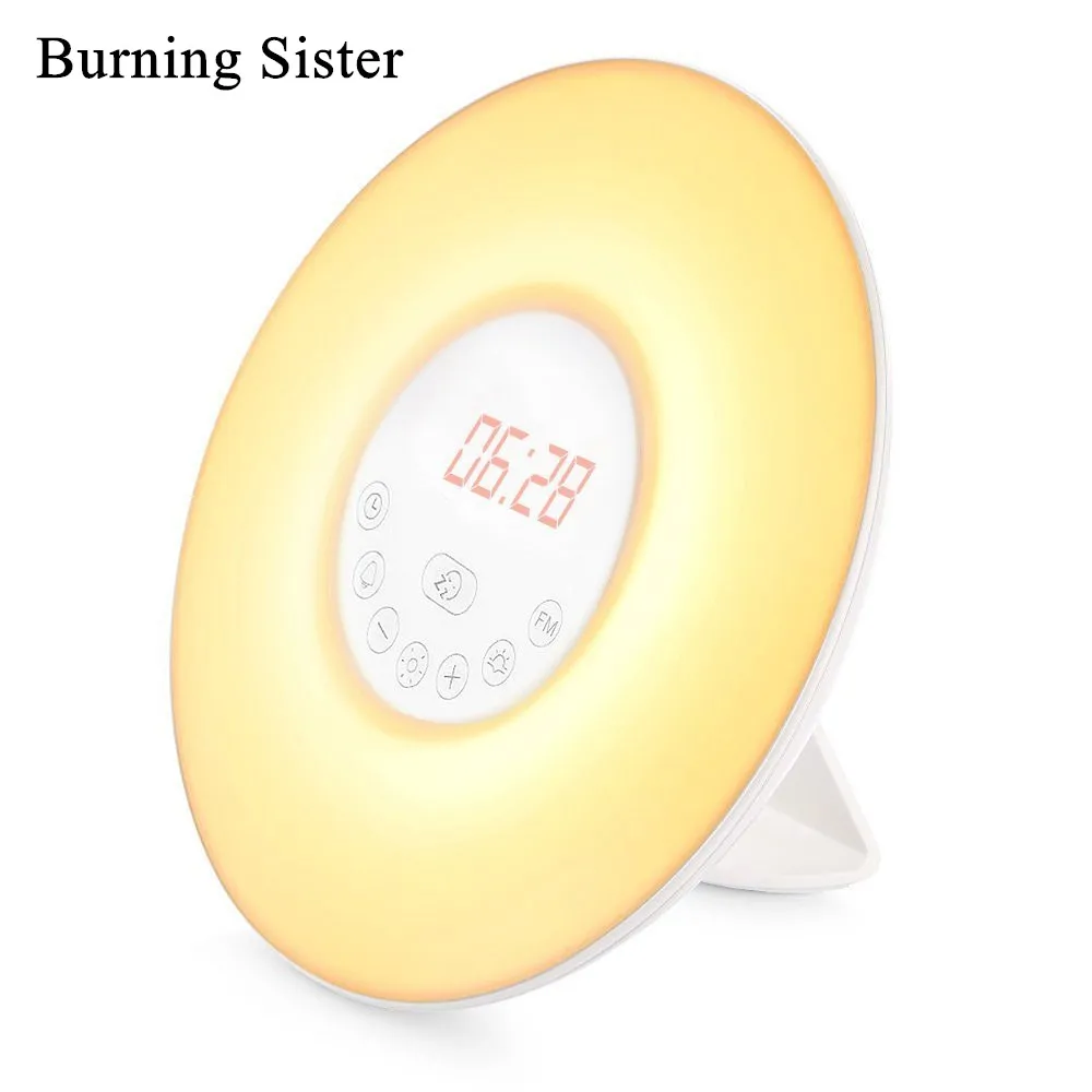 Digital Alarm Clock Sunrise Sunset LED Touch Sensing Wake Up Lights