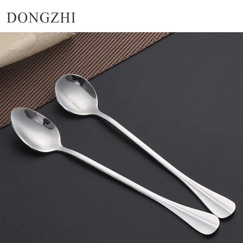 5 Pcs Coffee Latte Spoon Stainless Steel 2017 New Fish Tail Long