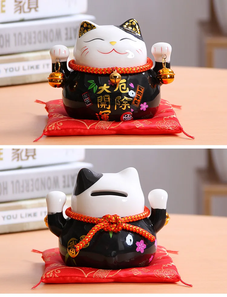 4,5 дюймов Maneki Neko фарфор Lucky Cat домашний декор украшения Фортуна кошка копилка фэншуй ремесло 6 цветов