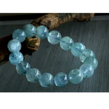 Натуральный синий Аквамарин стрейч браслет Круглый с большими бусинами 13 мм Beryl браслеты подходят ювелирные изделия 02756