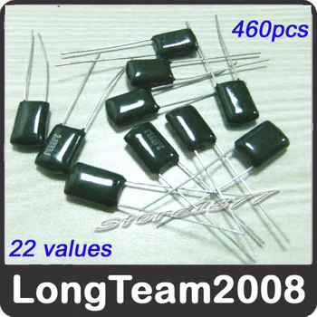 

22 values 460pcs Polyester poly Film Capacitors Assortment Kit 250V-1KV +/-5% DL001