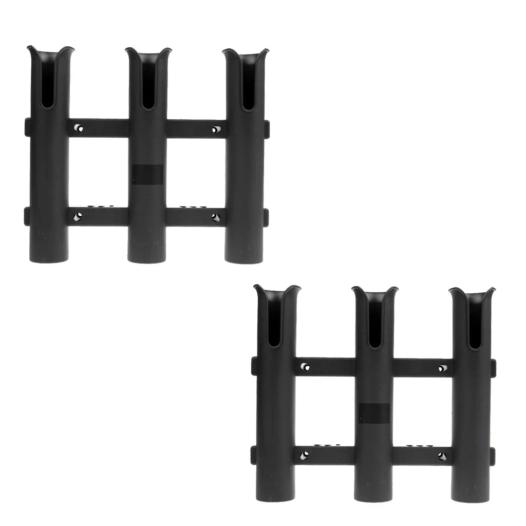 2 Pieces Black Plastic Boat Fishing 3 Link Rod Holder Vertical Tube Mount Pole Rest Socket Rack Pliers Lure Storage Organiser