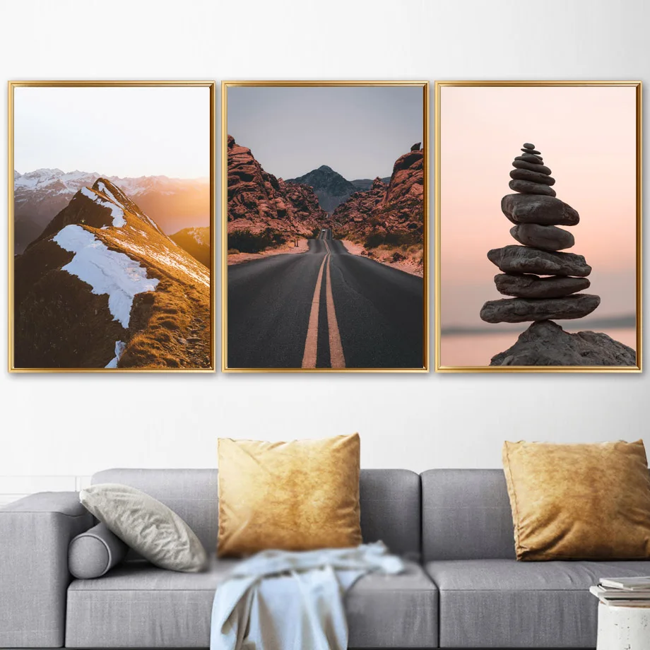 

Road Mountain Forest Stone Tower Wall Art Canvas Painting Nordic Posters And Print Landscape Wall Pictures For Living Room Decor