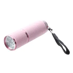 Открытый мини-розовый с резиновым покрытием 9-светодиодный фонарик