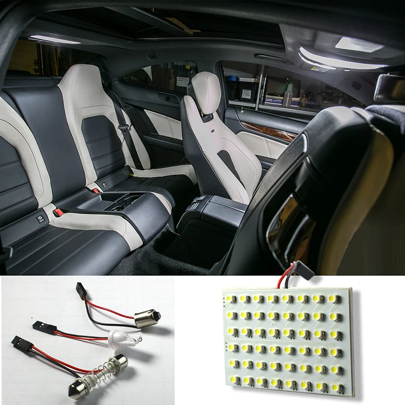 48 SMD теплый белый Панель водить автомобиль купольная Гирлянда для интерьера настенный светильник светильники бра для светодиодные лампы для автомобильных фар 12V
