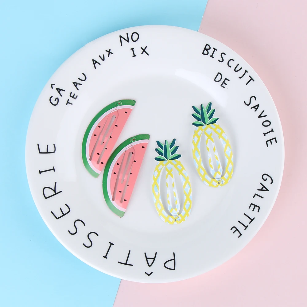 1Pair Cute Hair Clips Ice Cream/Fruit/Mermaid Girl Baby Kid Hairpins Children Slides Snap Barrettes Hair Styling Accessories