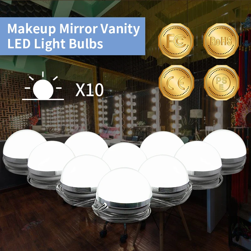 

CanLing DC 12V LED Makeup Vanity Mirror Light 6 10 14 Bulbs Stepless Dimmable Wall Lamp for Dressing Table Bathroom Wall Lights