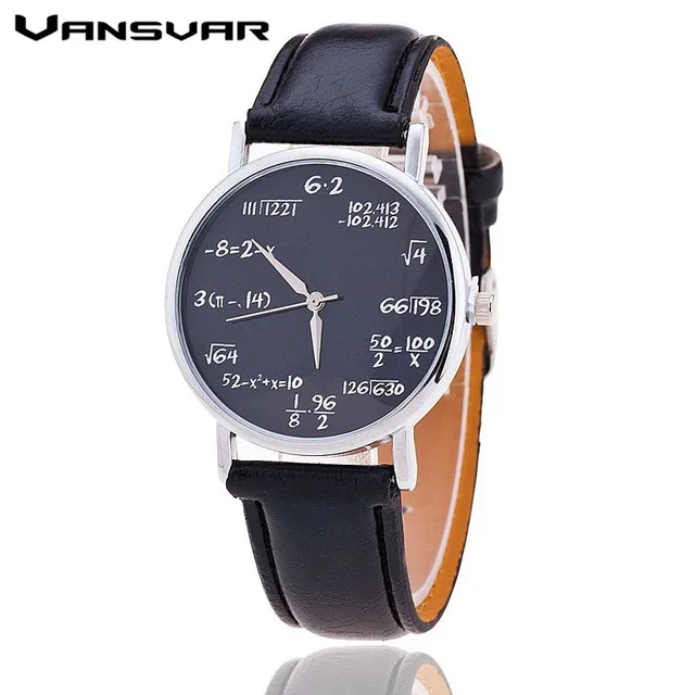 Vansvar Fashion Casual Ladies Leather Quartz Watch Mathematical Symbols Women Wr Vansvar Fashion Casual Ladies Leather Quartz Watch Mathematical Symbols Women Wr