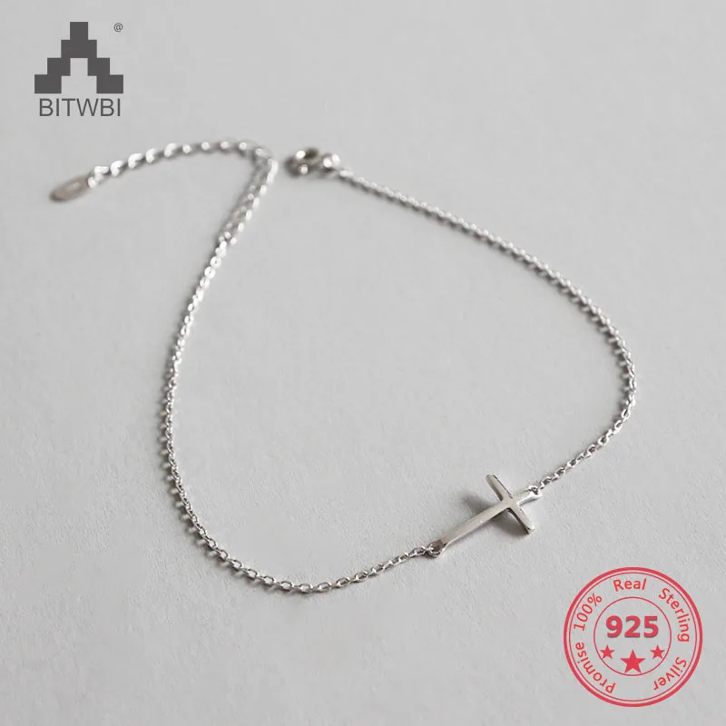 

100% 925 Sterling Silver Fashion Women's Jewelry Wire Drawing Cross Bracelet 16cm For Gift Girls Lady Drop Shipping