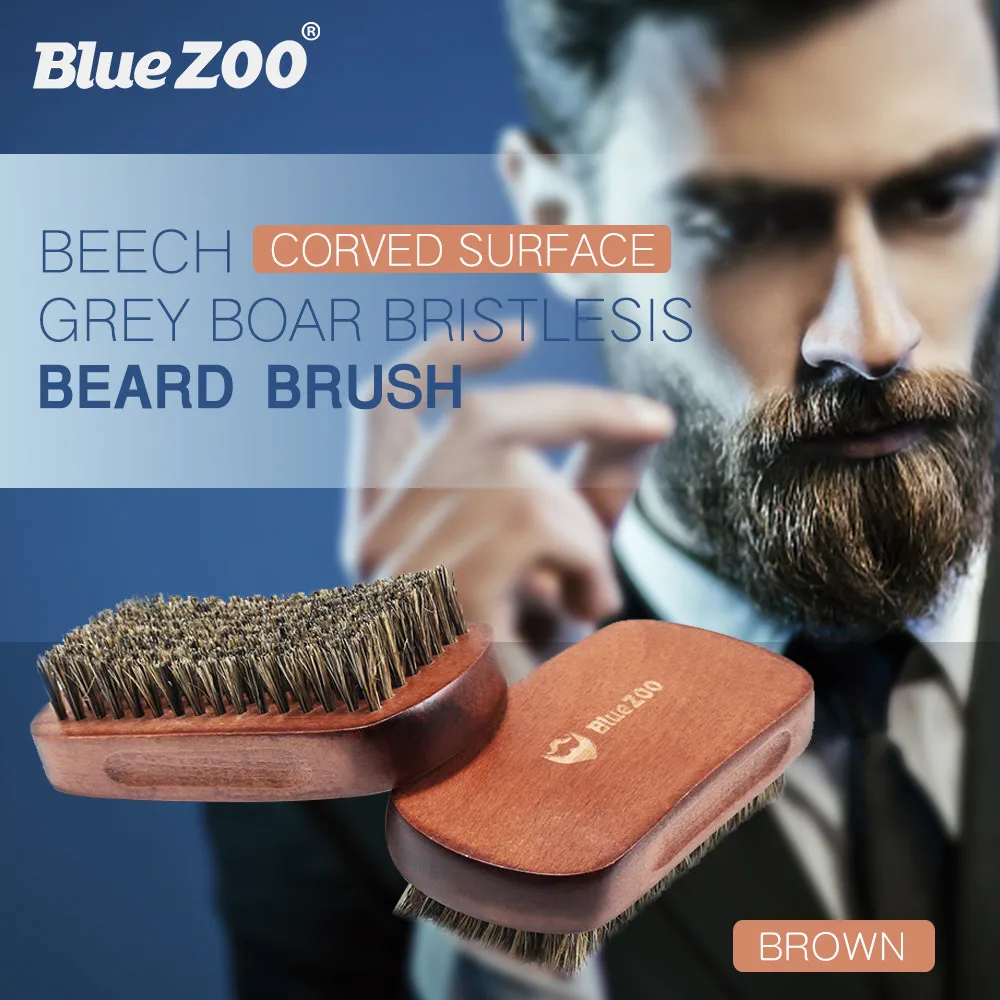 New Arrival Male Natural Boar Hair Bristle Beard Mustache Brush Hard