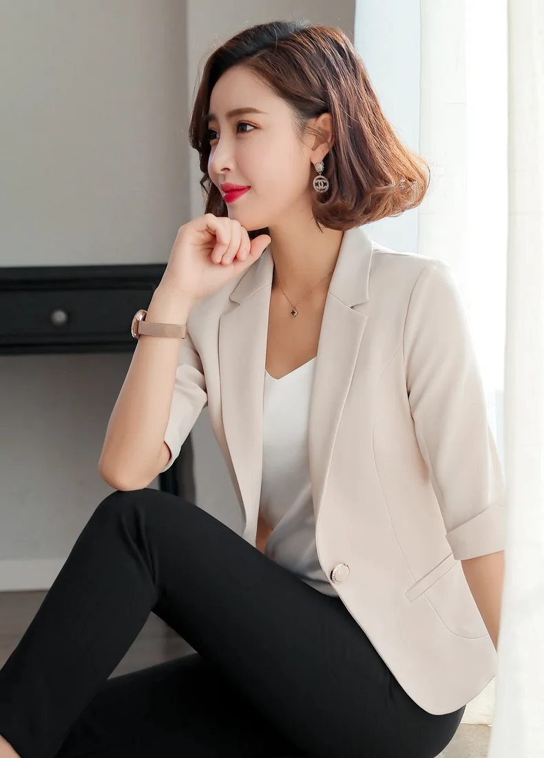 Coat female new style one button fashion five-point sleeve temperament casual small suit female small suit ladies coat