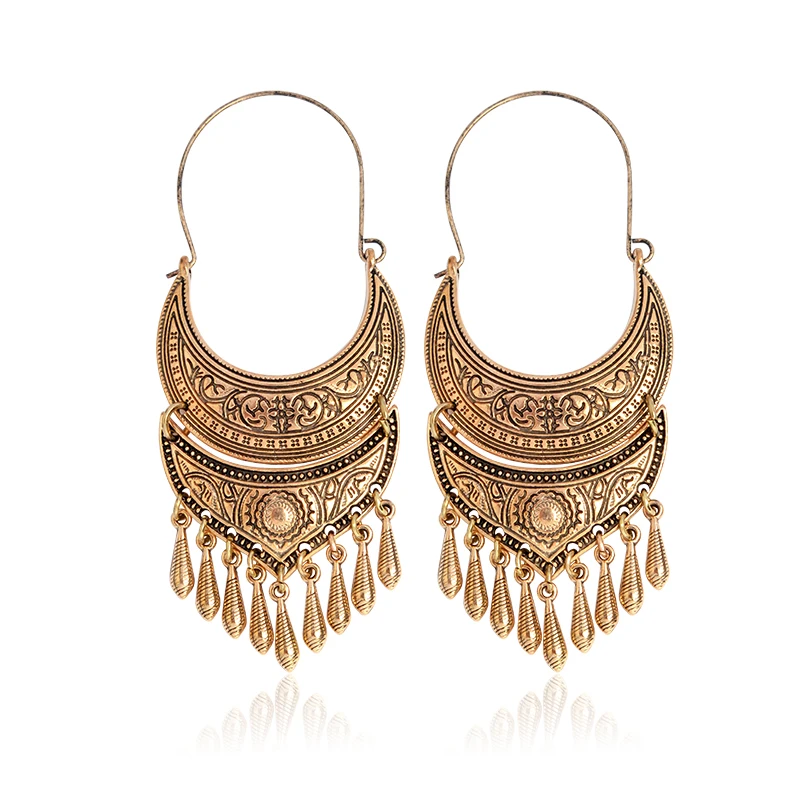 

Vintage Tassels Earrings Antique Gold Silver Fashion Geometry Drop Earrings Danglers Bohemia BOHO Jewelry Beach Holiday Gift