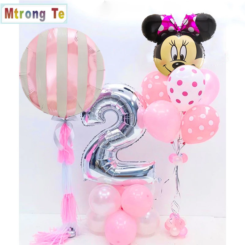 

9pcs 30inch 0-9 years old mickey minnie mouse baby shower birthday package foil balloon helium party birthday decoration balloon