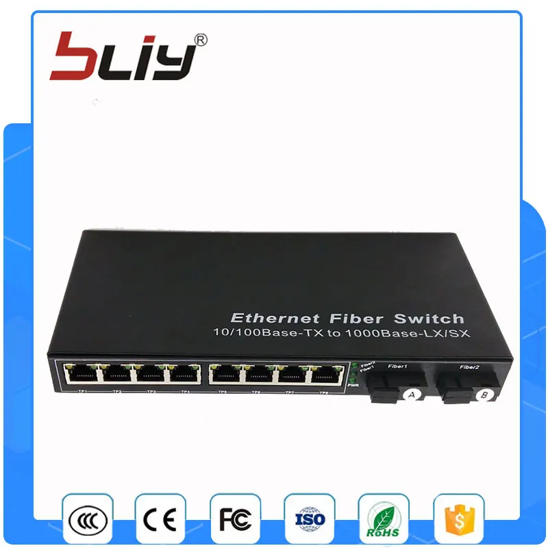 

2G8FEP multi mode single fiber 2 fiber port to 8 rj45 poe port gigabit poe switch with 65W power supply