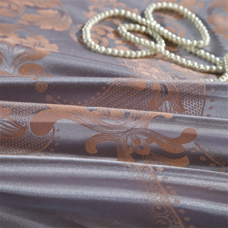 Waliicorners Silk Cotton Jacquard Golden Classic Bedding set Silky Smooth Duvet Cover Bed Sheet Pillowcases 27 20186131391-3