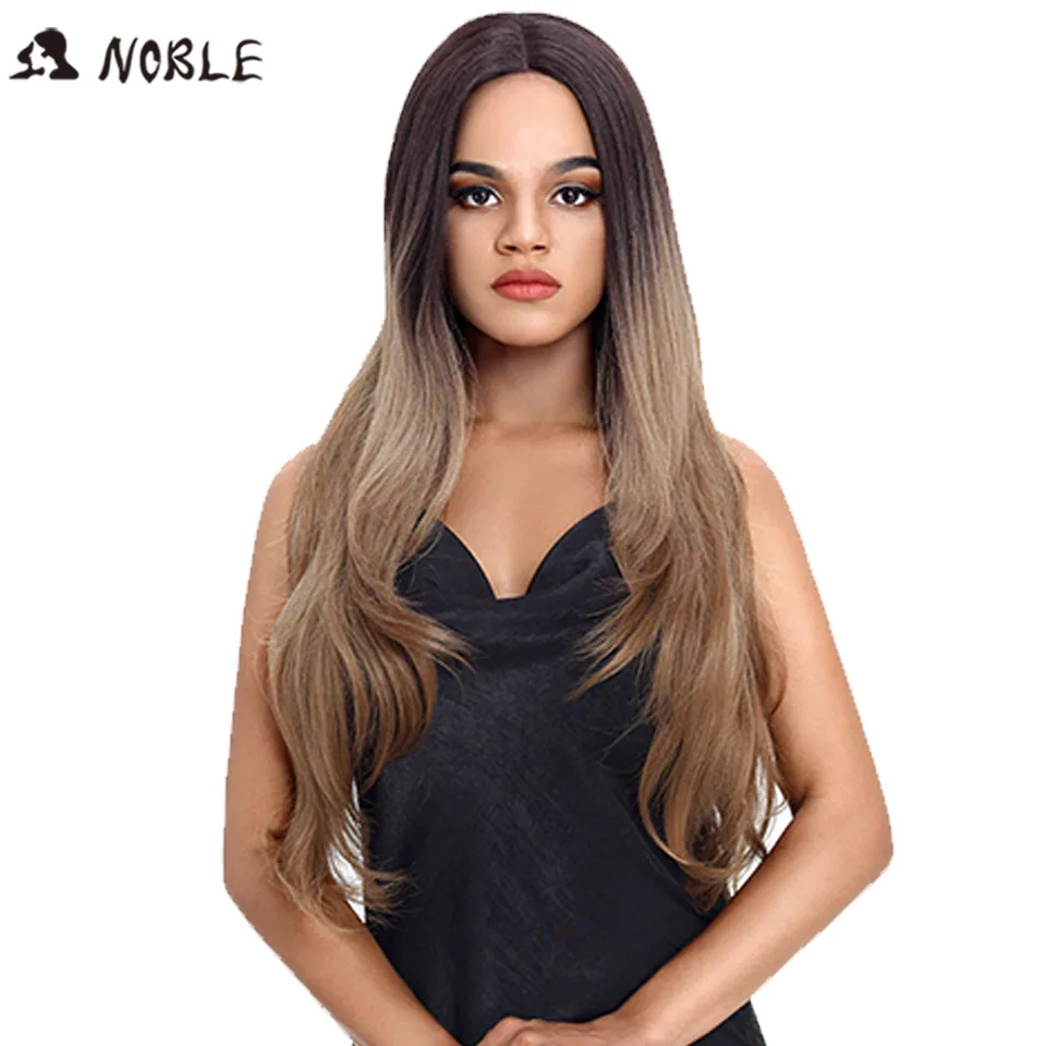NOBLE Hair Synthetic Lace Wigs Heat Resistant Ombre Wig For Black Women 32 Inch Long Straight Hair Party Cosplay Wig For Women
