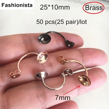 

50 pcs(25 pair) Brass Earring Posts,25*10mm With 7mm Cup,Ear Post With Cup Earring Findings Jewelry Supply,Different Colors