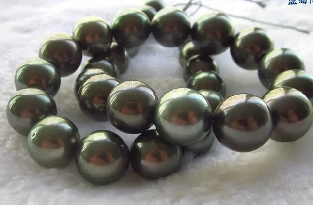 

HOT## Wholesale > AAA 12mm natural tahitian black peacock green pearl necklace18 inch