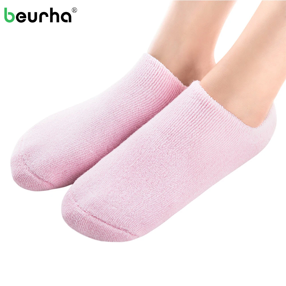 Beurha 1 Pair Silicone Gel Moisturizing Socks Whitening Exfoliating Foot Women Feet Care