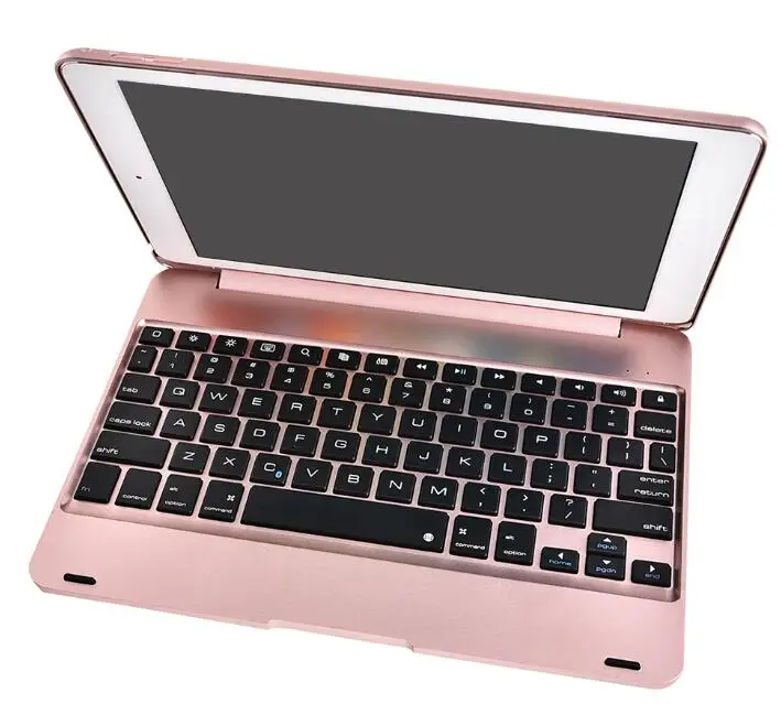 Роскошный алюминиевый защитный чехол-подставка Besegad с беспроводной Bluetooth клавиатурой для Apple iPad Air 2 Pro 9,7 дюймов - Цвет: Rose Gold