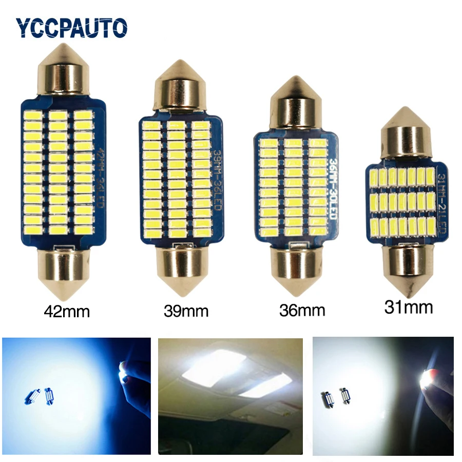 Car LED Festoon Lights Canbus 31/36/39/42mm C5W C10W Bulbs Error Free