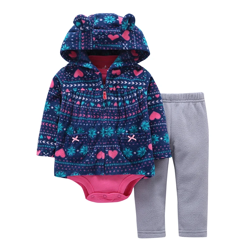 Clothes Set Bodys Bebes Cotton Hooded Cardigan+Trousers+Body 3piece Set Newborn Clothing