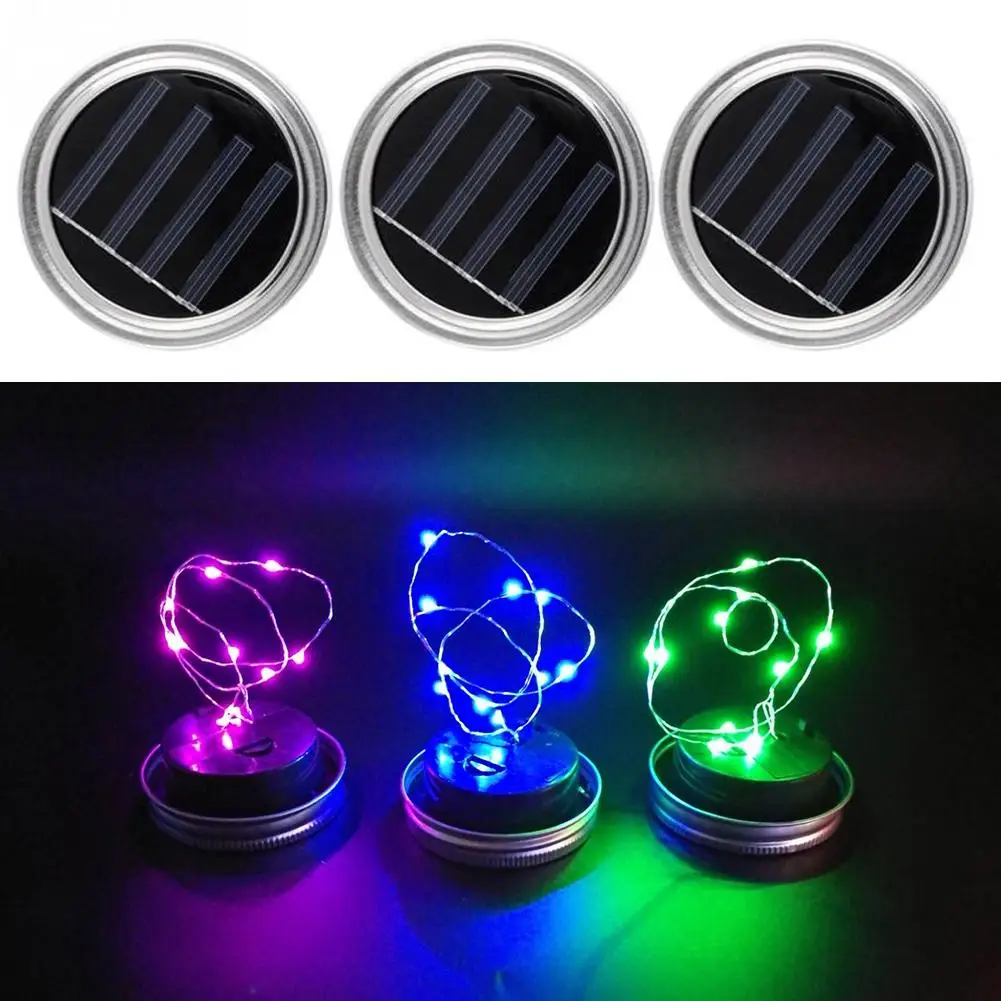 

10/20LED Solar Powered Lid Insert String Light Garden Decor Lamp for Mason Jar