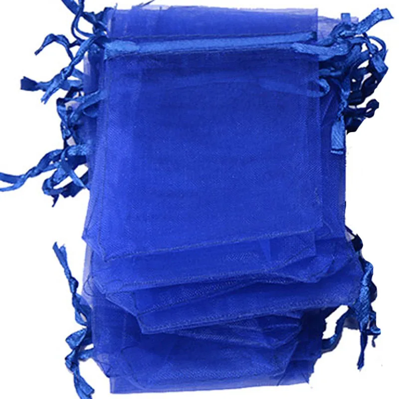 50 шт./лот, 23 цвета, сумки из органзы, 9x12 см, вечерние, свадебные подарочные сумки, упаковочные сумки для ювелирных изделий, свадебные мешки, разные цвета - Цвет: Dark Blue
