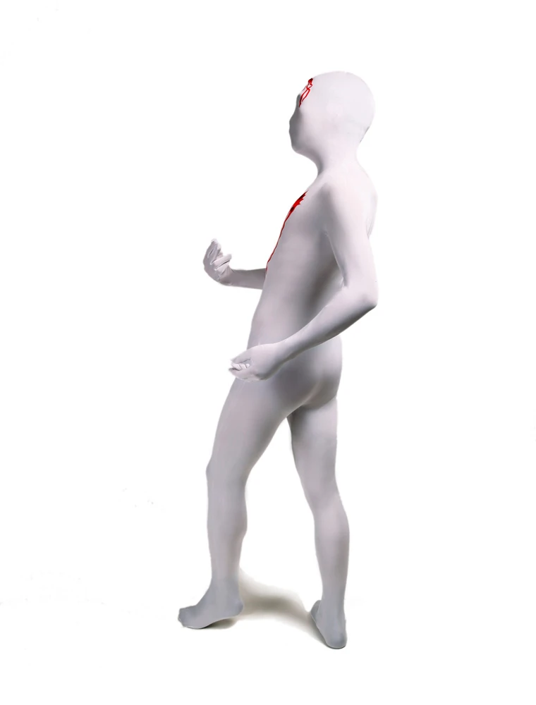 Halloween Cosplay Costume Lycra Spandex White Full Body Zentai Suits Blood Dyeing Costumes Tights