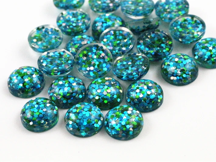 40 шт 12 мм новые модные павлин синий, зеленый и белый разноцветные с плоской задней частью Кабошоны Камея G3-38
