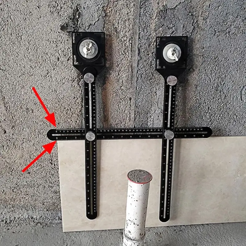 Aluminum Alloy Multi Angle Measuring Six-Fold Ruler Positional Locator Universal Trepanning Lineati