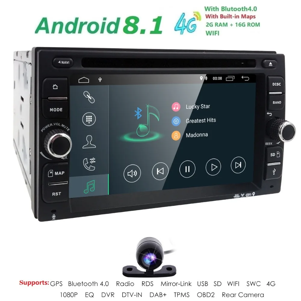 

2G RAM Android 9.0 Auto Radio Ouad Core 6.2Inch 2 DIN Universal Car DVD player GPS Stereo Audio Head unit Support DAB DVR Camera
