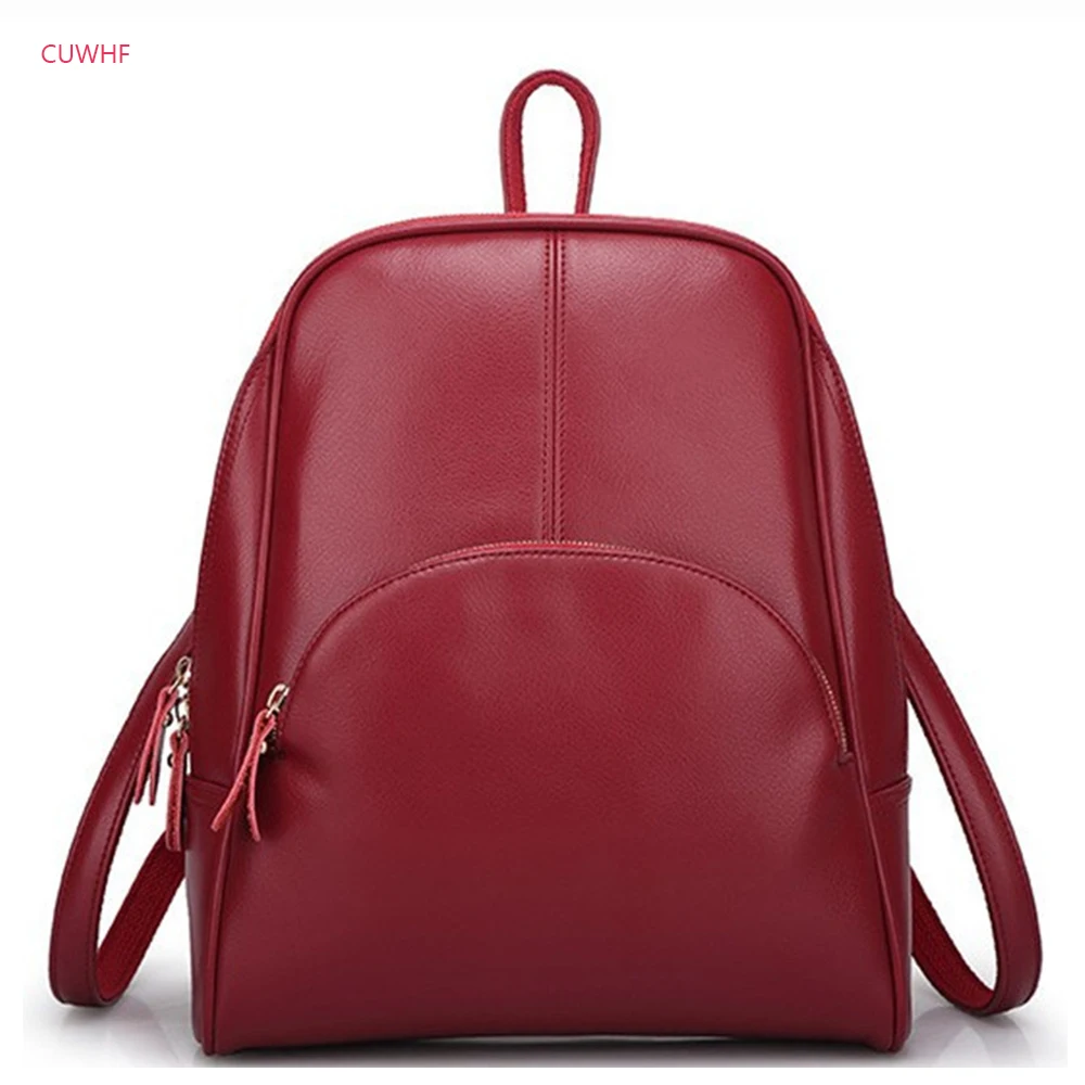 

CUWHF New fashion Women Backpack PU Leather Female Backpacks Teenager School Bags Women's High capacity travel backpack