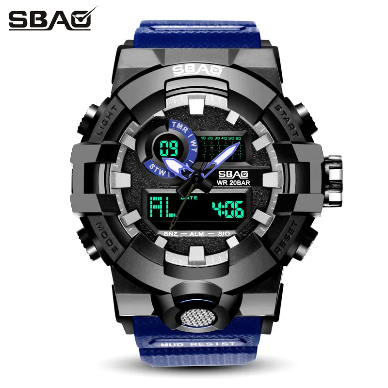 Роскошные брендовые Мужские Аналоговые Цифровые спортивные часы для плавания, мужские армейские военные часы, мужские кварцевые наручные часы, мужские часы - Цвет: man blue