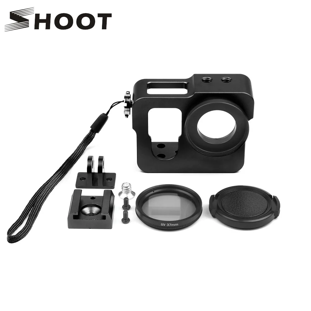 

SHOOT Aluminum Alloy Protective Frame Case for GoPro Hero 4 Silver Black Camera With Go Pro UV Filter Lens Cap Housing Accessory