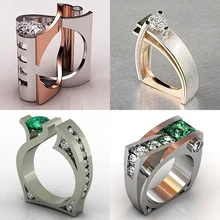 Роскошный маленький зеленый белый циркон кольцо мужской женский ювелирное обручальное кольцо обещание на помолвку кольца для мужчин и женщин