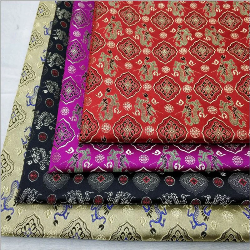 

HLQON 75cm width brocade yarn dyed flower fabric for patchwork felt tissue telas cheongsam bed sheet dress children cloth coat