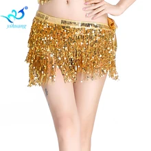 Женский танец живота хип шарф представление на Хэллоуин костюмы юбки фестиваль одежда праздничная одежда пояс блестками бахрома карнавал