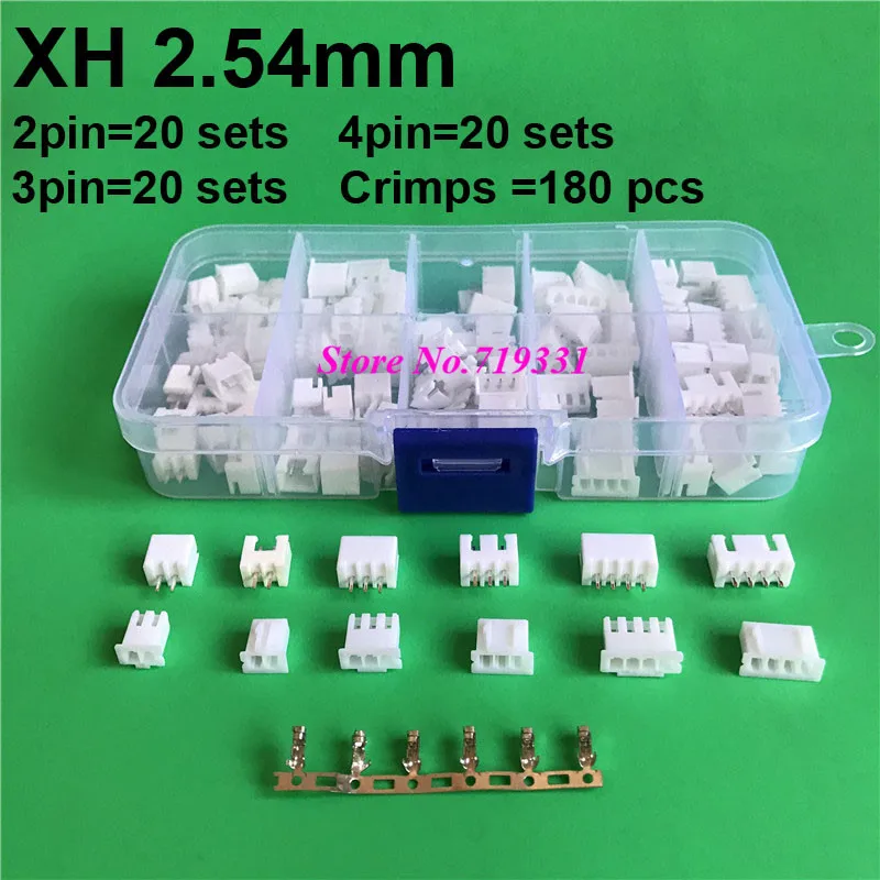

60 sets XH2.54mm 2 3 4pin Connector plug Male, Female, Crimps DIP in a Box