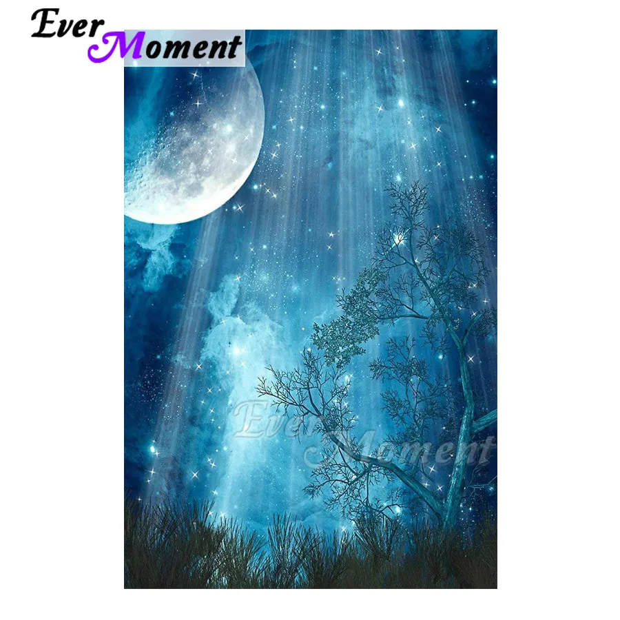 

Ever Moment Diamond Painting Moon Tree Light Full Square Drill Handmade 5D DIY Mosaic Diamond Embroidery Decoration S2F2156