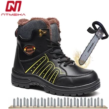 Зимняя Мужская Рабочая обувь со стальным носком; рабочие ботинки из натуральной кожи; Мужские дышащие износостойкие защитные ботинки; большие размеры 39-46