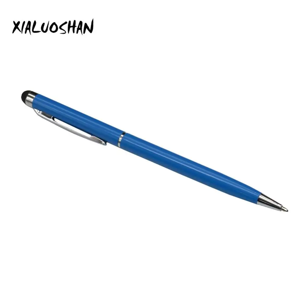 2 шт сенсорная емкостная Шариковая ручка для школы, Офисная ручка с синими чернилами, школьная подарочная ручка, металлическая шариковая ручка, портативная - Цвет: Blue