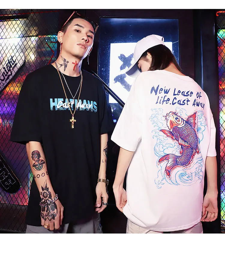 2019 Летняя мужская мода High Street печать хип-хоп стиль хлопковая одежда с коротким рукавом Круглый воротник футболка большой размер M-5XL
