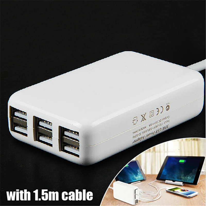 Multi function 6 USB Ports Wall USB Charger 5V 6A Power USB Adapter Portable Travel Charger for