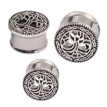 Tree ear plugs silver double flare body jewelry man woman ear piercing 2pcs sales earring stretcher expander