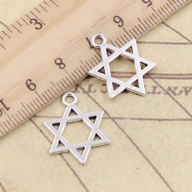 

20pcs Charms Star Of David Shield Hexagram 21x16mm Tibetan Silver Color Pendants Antique Jewelry Making DIY Handmade Craft