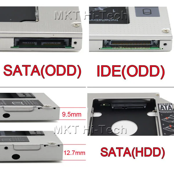 Универсальный алюминиевый 2-ой HDD Caddy 9,5 мм IDE to SATA 3,0 для 2," SSD чехол Корпус для HDD ODD CD DVD rom Оптический отсек