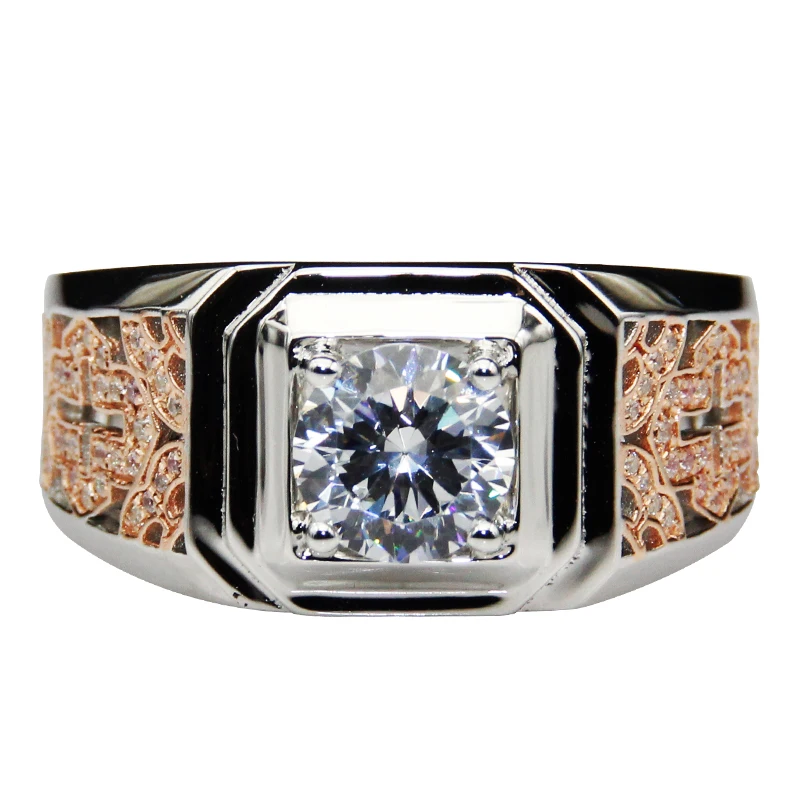 Vintage Chinese Style Moissanites Engagement Ring 9K 14K Two tone Gold