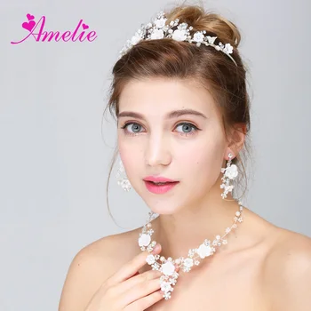 

Free Shipping 3PCS Set Vintage Style Wedding Jewellery Set Necklace Earring and Tiara